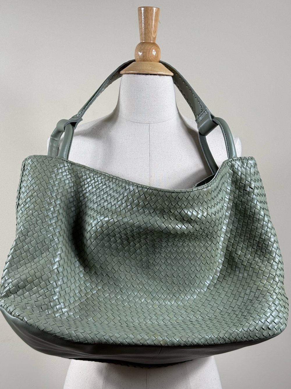 The Sak Woven Leather Hobo Bag Sage Green Meadow NWOT